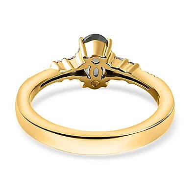 Luxoro 14K Yellow Gold AAA Narsipatnam Alexandrite and G-H I3 Diamond Ring (Size 6.0) 0.90 ctw