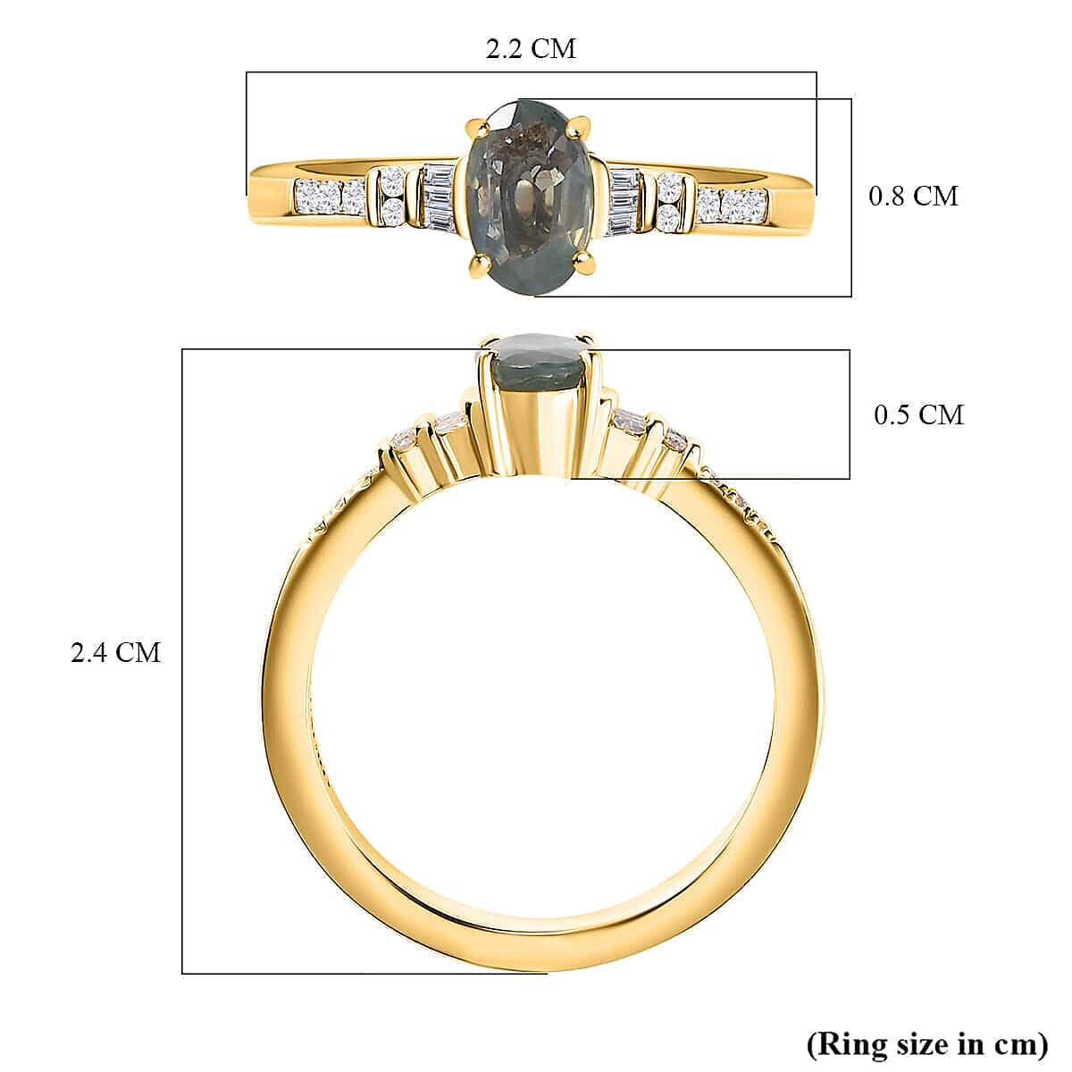 Luxoro 14K Yellow Gold AAA Narsipatnam Alexandrite and G-H I3 Diamond Ring (Size 6.0) 0.90 ctw