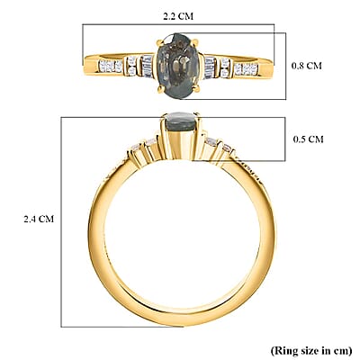 Luxoro 14K Yellow Gold AAA Narsipatnam Alexandrite and G-H I3 Diamond Ring (Size 6.0) 0.90 ctw