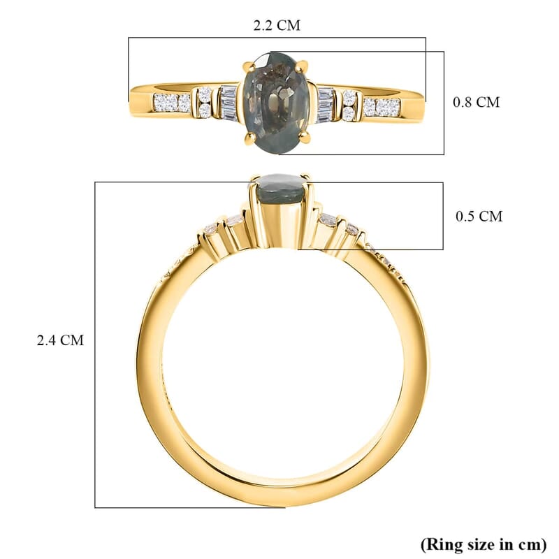 Luxoro 14K Yellow Gold AAA Narsipatnam Alexandrite and G-H I3 Diamond Ring (Size 6.0) 0.90 ctw