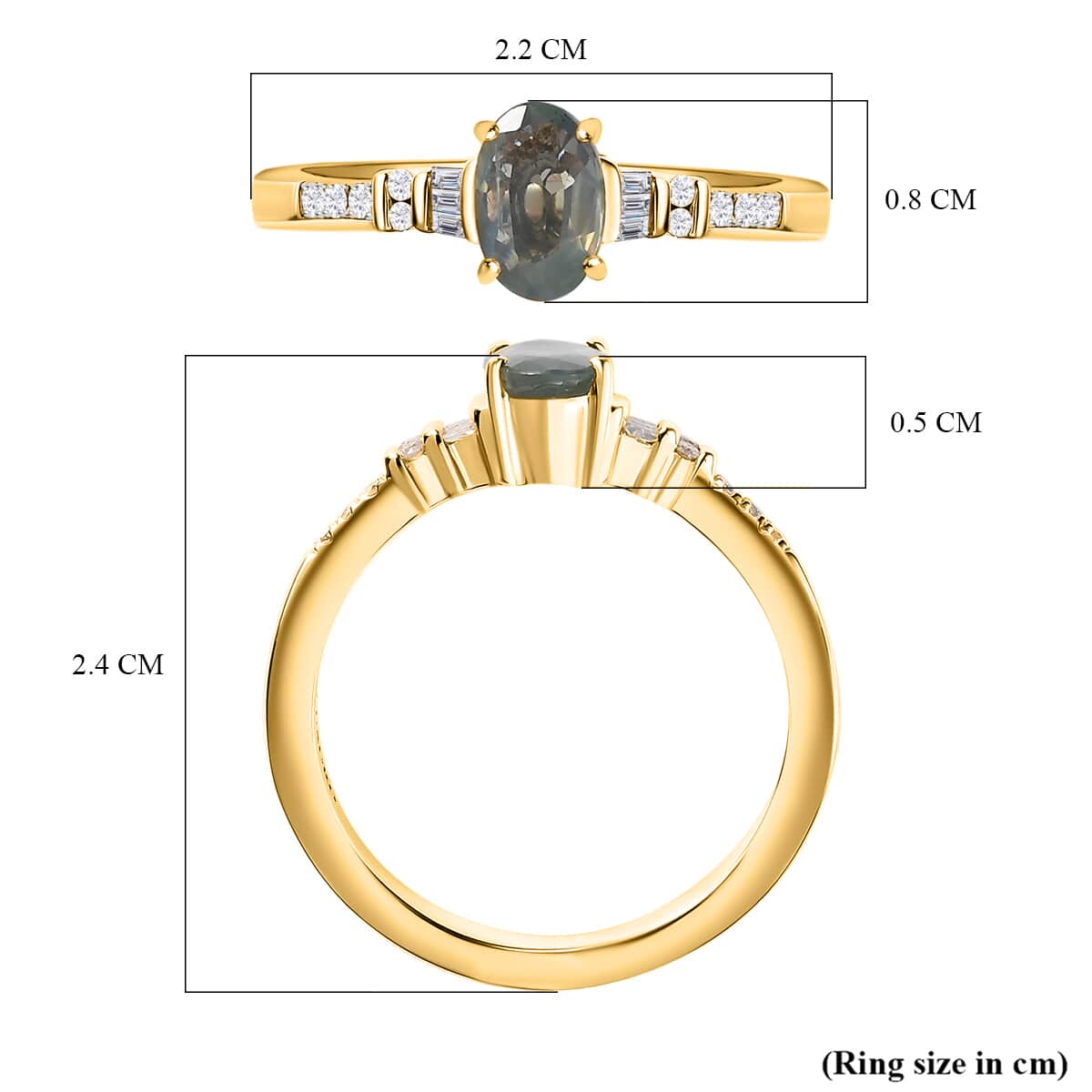 Luxoro 14K Yellow Gold AAA Narsipatnam Alexandrite and G-H I3 Diamond Ring (Size 8.0) 0.90 ctw image number 5
