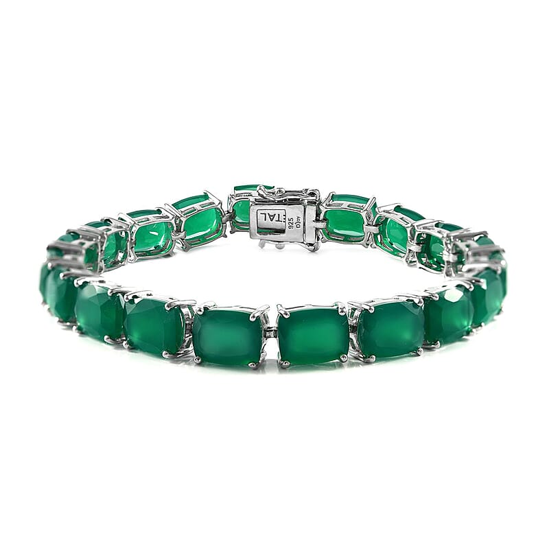 Verde Onyx Tennis Bracelet in Platinum Over Sterling Silver (6.50 In) 34.50 ctw