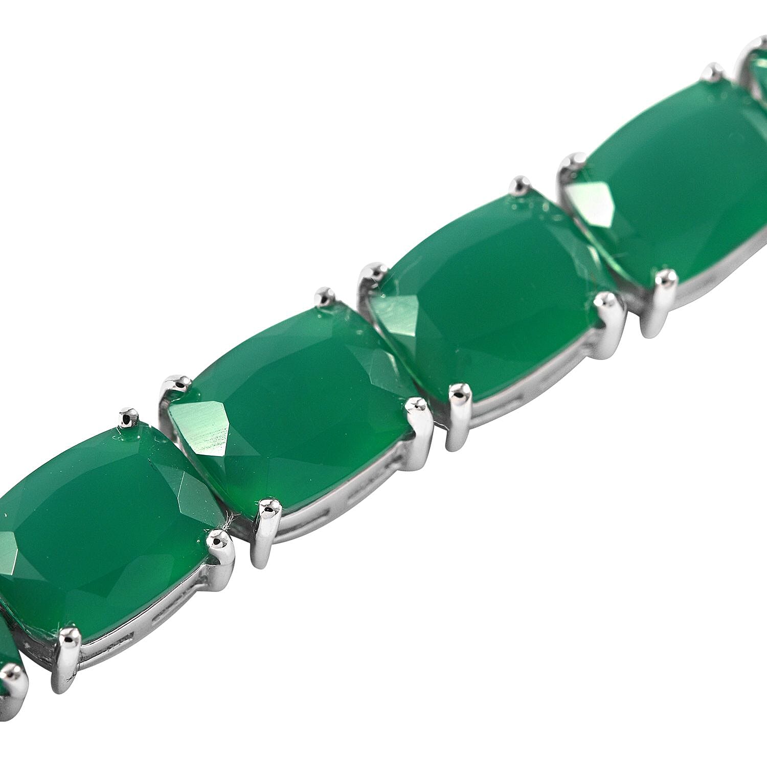 Verde Onyx Tennis Bracelet in Platinum Over Sterling Silver (6.50 In) 34.50 ctw