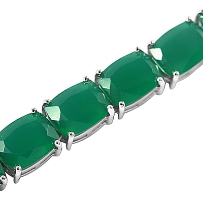 Verde Onyx Tennis Bracelet in Platinum Over Sterling Silver (6.50 In) 34.50 ctw