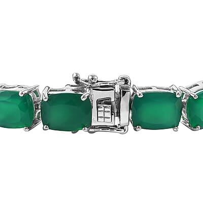 Verde Onyx Tennis Bracelet in Platinum Over Sterling Silver (6.50 In) 34.50 ctw