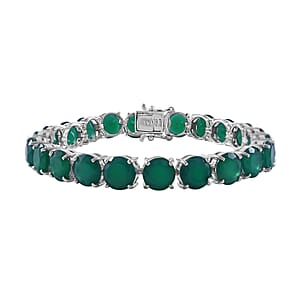 Verde Onyx Tennis Bracelet in Platinum Over Sterling Silver (7.25 In) 37.00 ctw