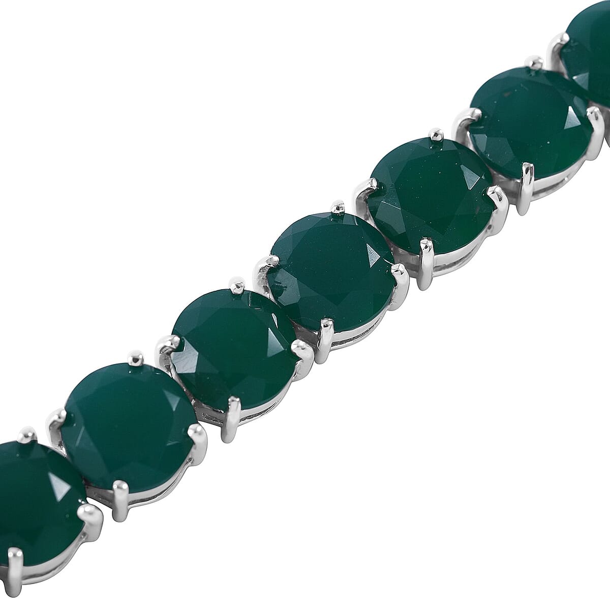 Verde Onyx Tennis Bracelet in Platinum Over Sterling Silver (7.25 In) 37.00 ctw image number 1