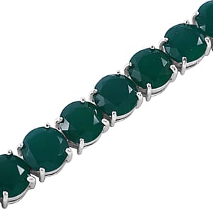Verde Onyx Tennis Bracelet in Platinum Over Sterling Silver (7.25 In) 37.00 ctw