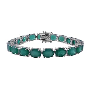 Verde Onyx Tennis Bracelet in Platinum Over Sterling Silver (7.25 In) 33.60 ctw