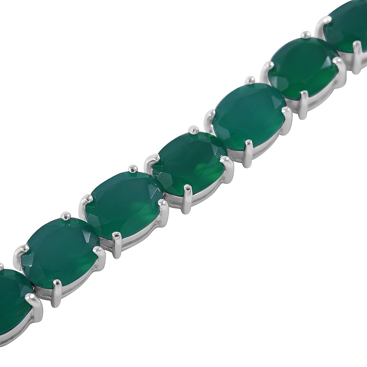 Verde Onyx Tennis Bracelet in Platinum Over Sterling Silver (7.25 In) 33.60 ctw image number 1