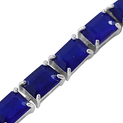 Tanzanian Blue Spinel (DF) Tennis Bracelet in Platinum Over Sterling Silver (7.25 In) 27.25 ctw