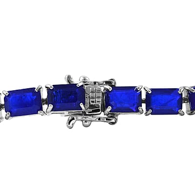 Tanzanian Blue Spinel (DF) Tennis Bracelet in Platinum Over Sterling Silver (7.25 In) 27.25 ctw