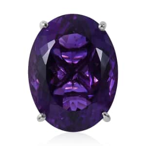 Doorbuster AAA Lusaka Amethyst Solitaire Ring in Platinum Over Sterling Silver (Size 10.0) 51.35 ctw