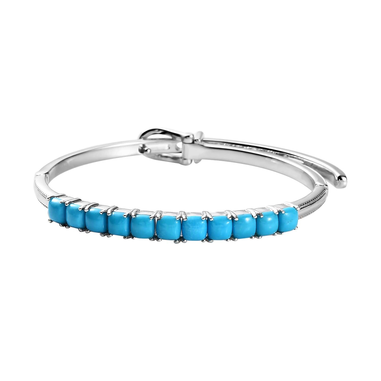 Buy Sleeping Beauty Turquoise Bangle Bracelet In Platinum Over Sterling ...