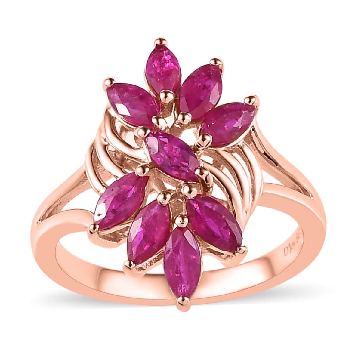 Premium Montepuez Ruby Ring in Vermeil Rose Gold Over Sterling Silver (Size 6.0) 1.50 ctw image number 0