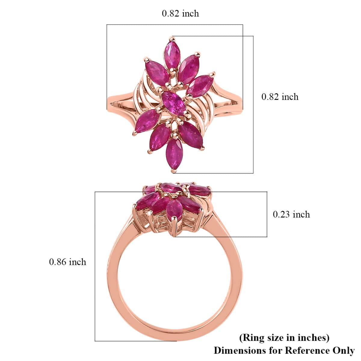 Premium Montepuez Ruby Ring in Vermeil Rose Gold Over Sterling Silver (Size 6.0) 1.50 ctw image number 5