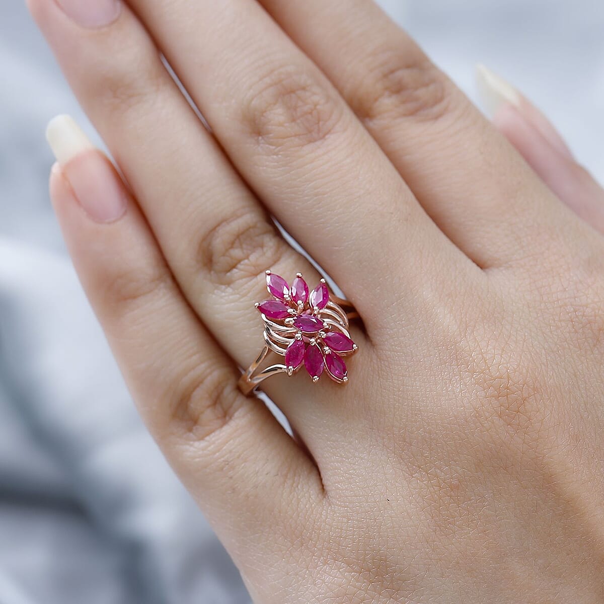 Premium Montepuez Ruby Ring in Vermeil Rose Gold Over Sterling Silver (Size 7.0) 1.50 ctw image number 2