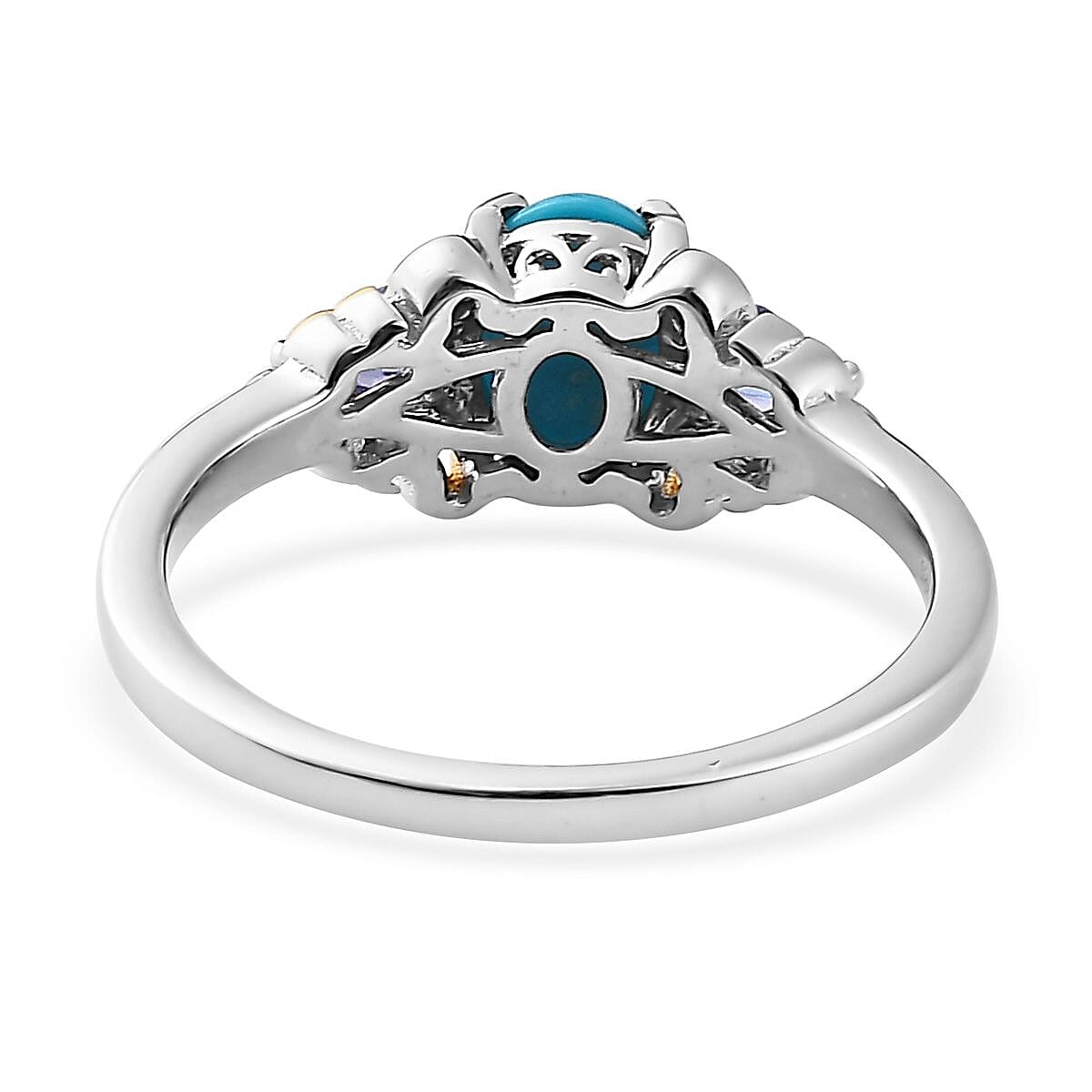 Sleeping Beauty Turquoise and Tanzanite Ring in Vermeil YG and Platinum Over Sterling Silver (Size 10.0) 1.35 ctw image number 4