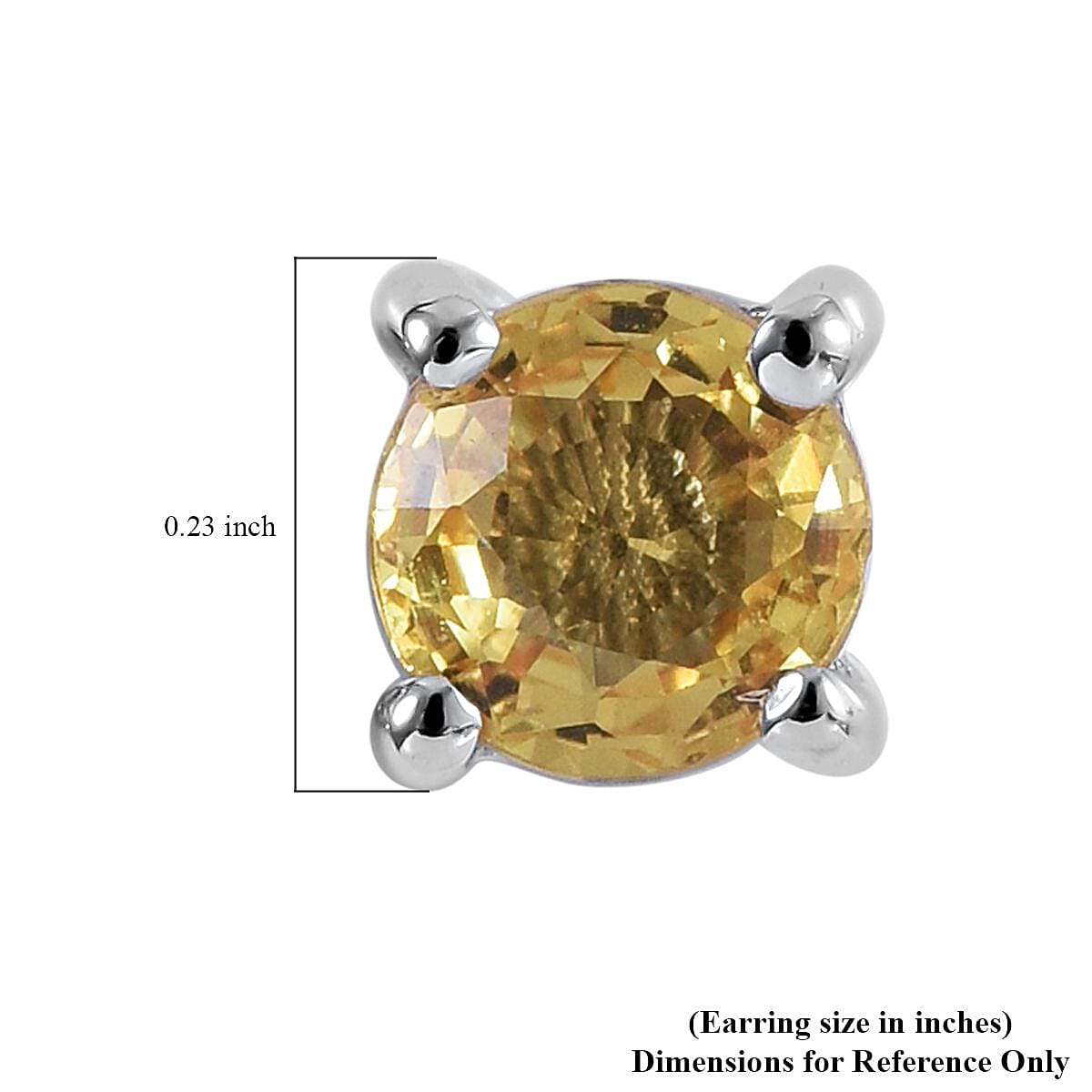 Madagascar Yellow Sapphire Solitaire Stud Earrings in Platinum Over Sterling Silver 1.10 ctw
