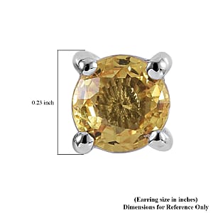 Madagascar Yellow Sapphire Solitaire Stud Earrings in Platinum Over Sterling Silver 1.10 ctw