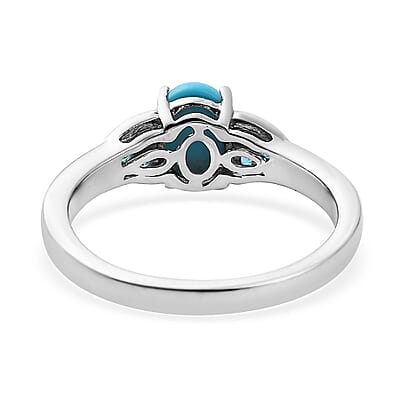 Sleeping Beauty Turquoise and Malgache Neon Apatite Ring in Platinum Over Sterling Silver (Size 10.0) 1.15 ctw