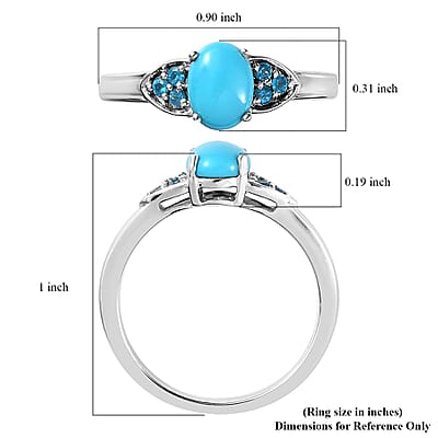 Sleeping Beauty Turquoise and Malgache Neon Apatite Ring in Platinum Over Sterling Silver (Size 10.0) 1.15 ctw