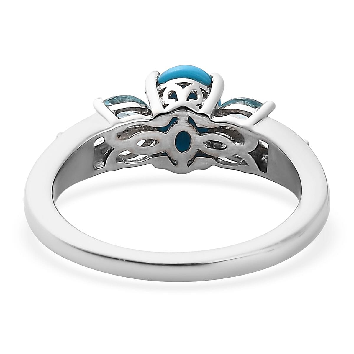 Sleeping Beauty Turquoise and Madagascar Paraiba Apatite Ring in Platinum Over Sterling Silver (Size 10.0) 1.25 ctw