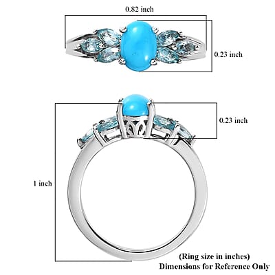 Sleeping Beauty Turquoise and Madagascar Paraiba Apatite Ring in Platinum Over Sterling Silver (Size 10.0) 1.25 ctw