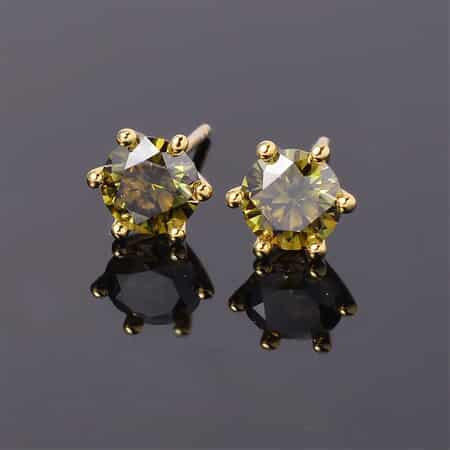 14K Yellow and White Gold AAA Moissanite Studs Earrings for Mens