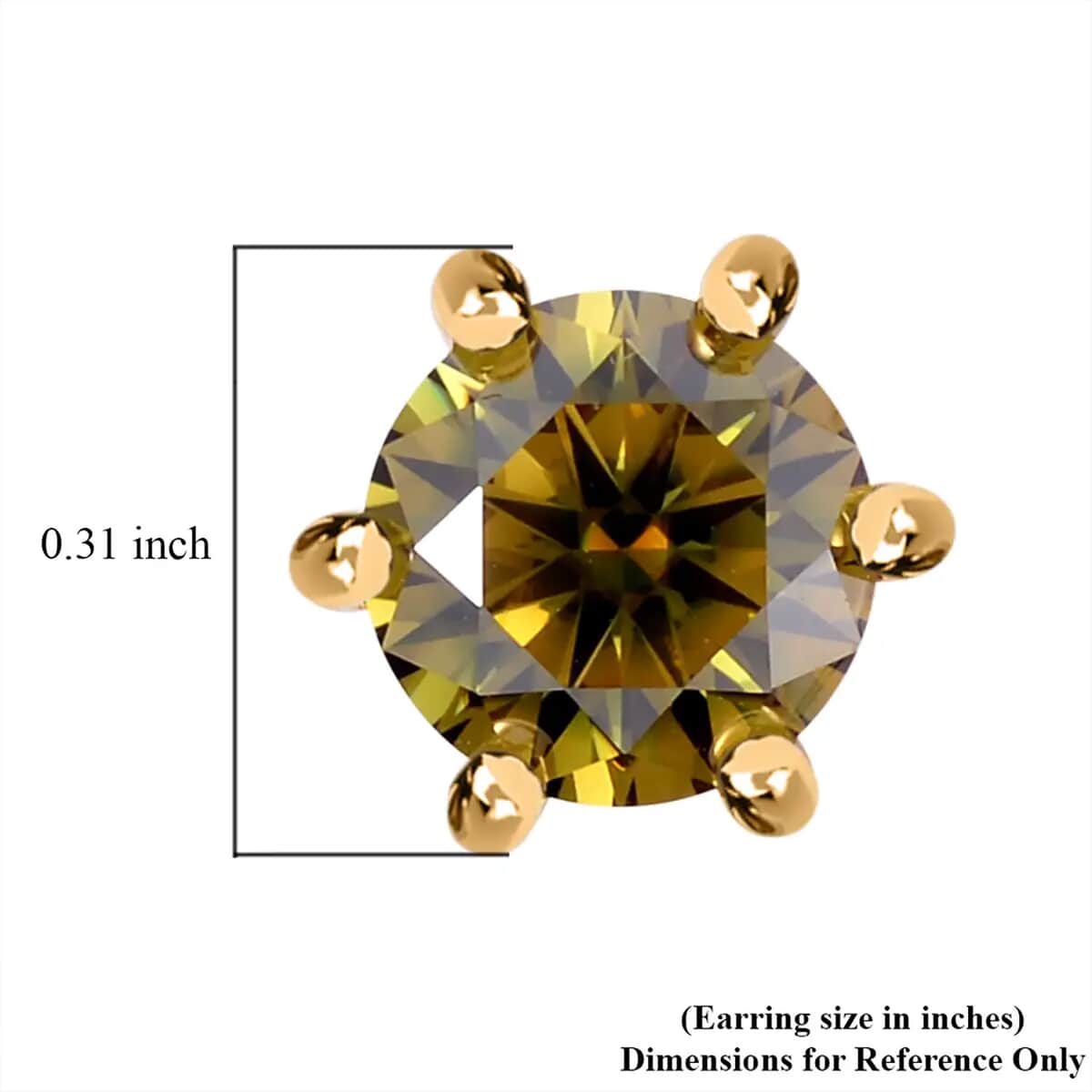 Olive Green Moissanite Solitaire Stud Earrings in Vermeil Yellow Gold Over Sterling Silver 1.90 ctw image number 6