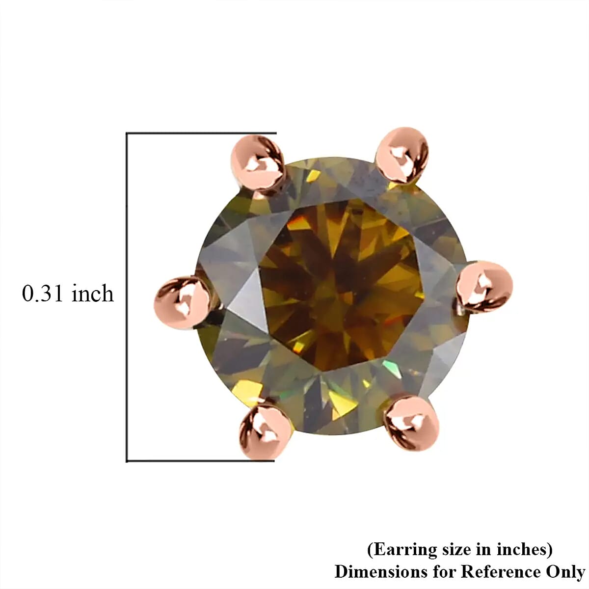 Olive Green Moissanite Solitaire Stud Earrings in Vermeil Rose Gold Over Sterling Silver 1.90 ctw image number 6