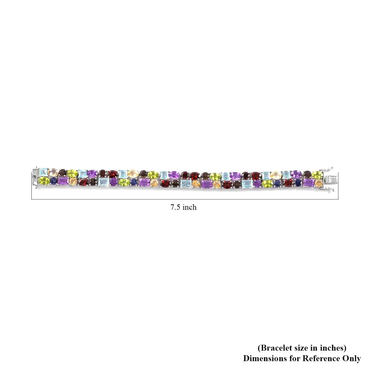 Doorbuster Multi Gemstone 2 Row Bracelet in Platinum Over Sterling Silver (6.50 In) 37.85 ctw image number 2