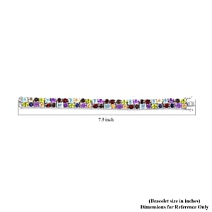 Multi Gemstone 2 Row Bracelet in Platinum Over Sterling Silver (8.00 In) 46.60 ctw