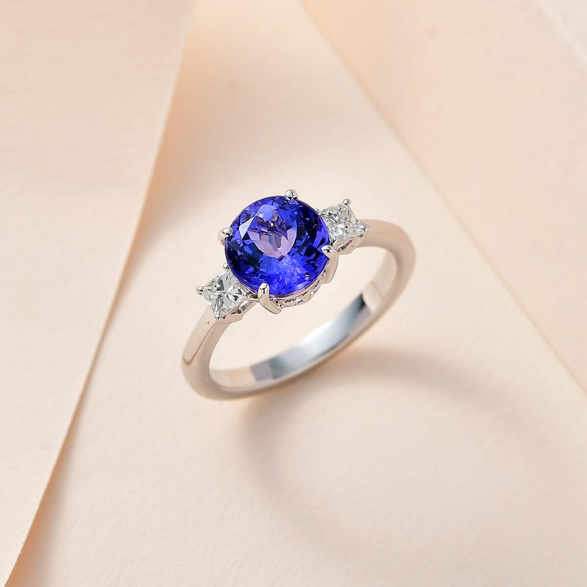 Luxoro 14K White Gold Premium Tanzanite and G-H I3 Diamond Ring (Size 8.0) 2.50 ctw image number 1