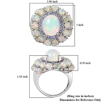 Premium Ethiopian Welo Opal and Multi Gemstone Cocktail Ring in Platinum Over Sterling Silver (Size 10.0) 6.60 ctw