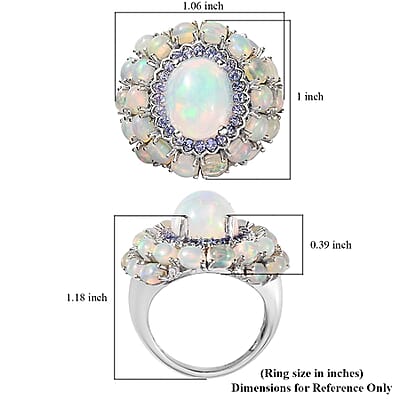 Premium Ethiopian Welo Opal and Multi Gemstone Cocktail Ring in Platinum Over Sterling Silver (Size 10.0) 6.60 ctw