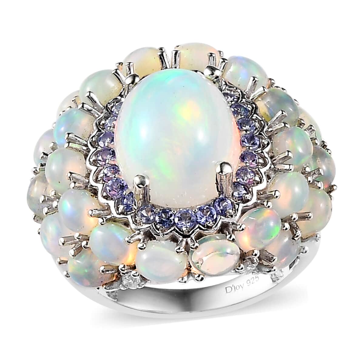 Premium Ethiopian Welo Opal and Multi Gemstone Cocktail Ring in Platinum Over Sterling Silver (Size 6.0) 6.60 ctw image number 0