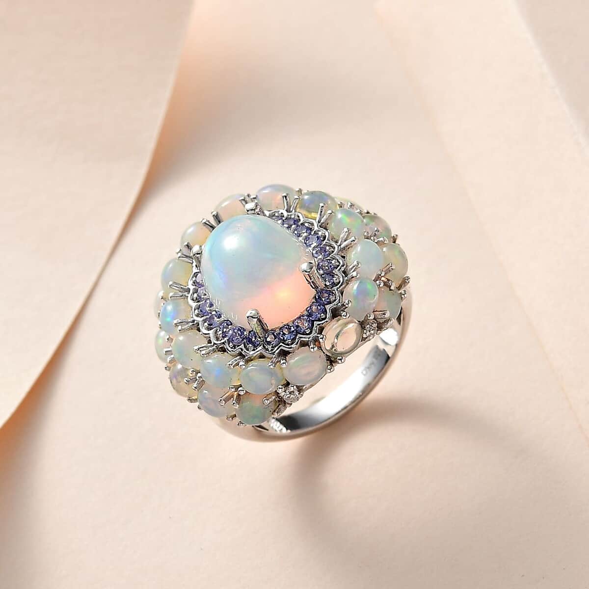 Premium Ethiopian Welo Opal and Multi Gemstone Cocktail Ring in Platinum Over Sterling Silver (Size 7.0) 6.60 ctw image number 1