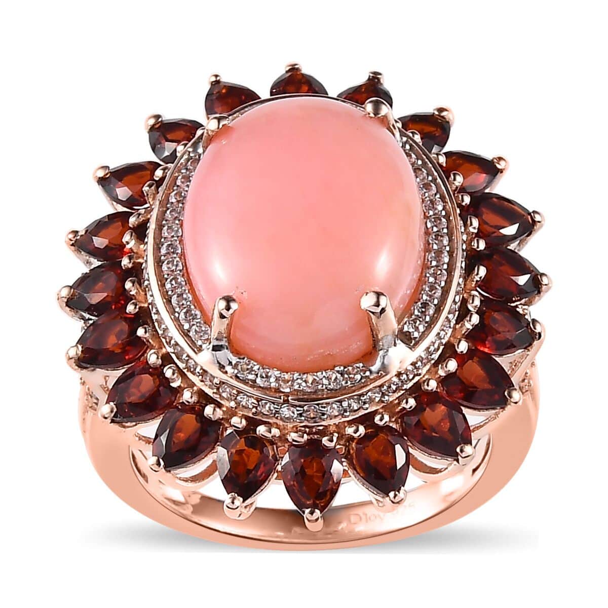 Premium Peruvian Pink Opal and Multi Gemstone Cocktail Ring in Vermeil Rose Gold Over Sterling Silver (Size 10.0) image number 0