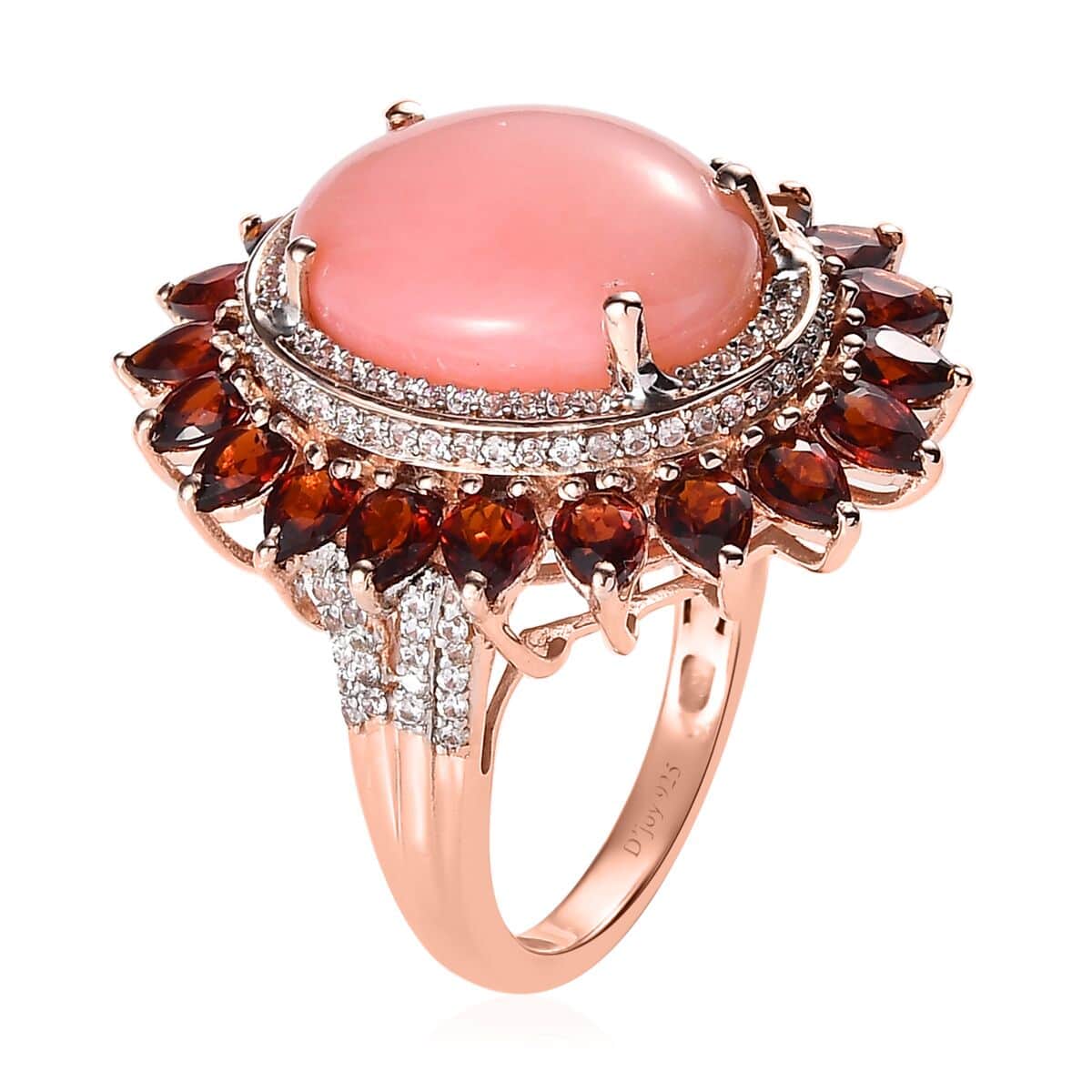 Premium Peruvian Pink Opal and Multi Gemstone Cocktail Ring in Vermeil Rose Gold Over Sterling Silver (Size 10.0) image number 3