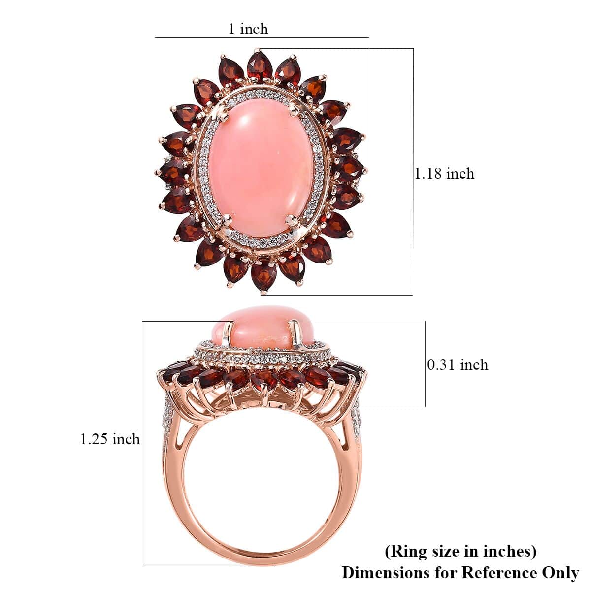 Premium Peruvian Pink Opal and Multi Gemstone Cocktail Ring in Vermeil Rose Gold Over Sterling Silver (Size 10.0) image number 5