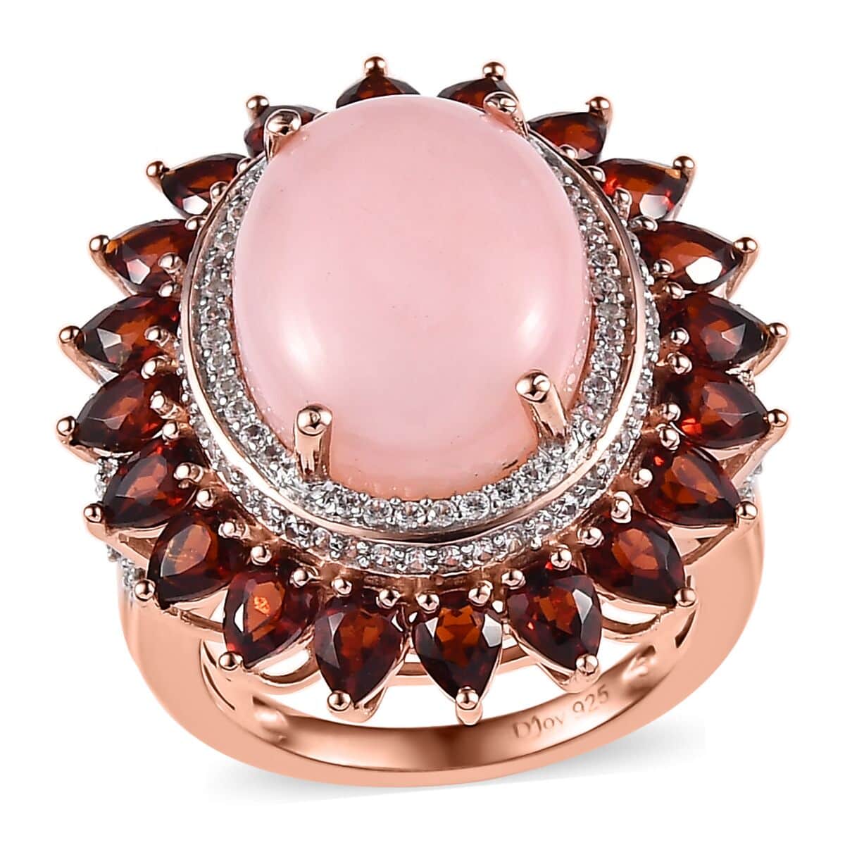 Peruvian Pink Opal and Multi Gemstone Floral Ring in Vermeil Rose Gold Over Sterling Silver (Size 7.0) 12.65 ctw image number 0