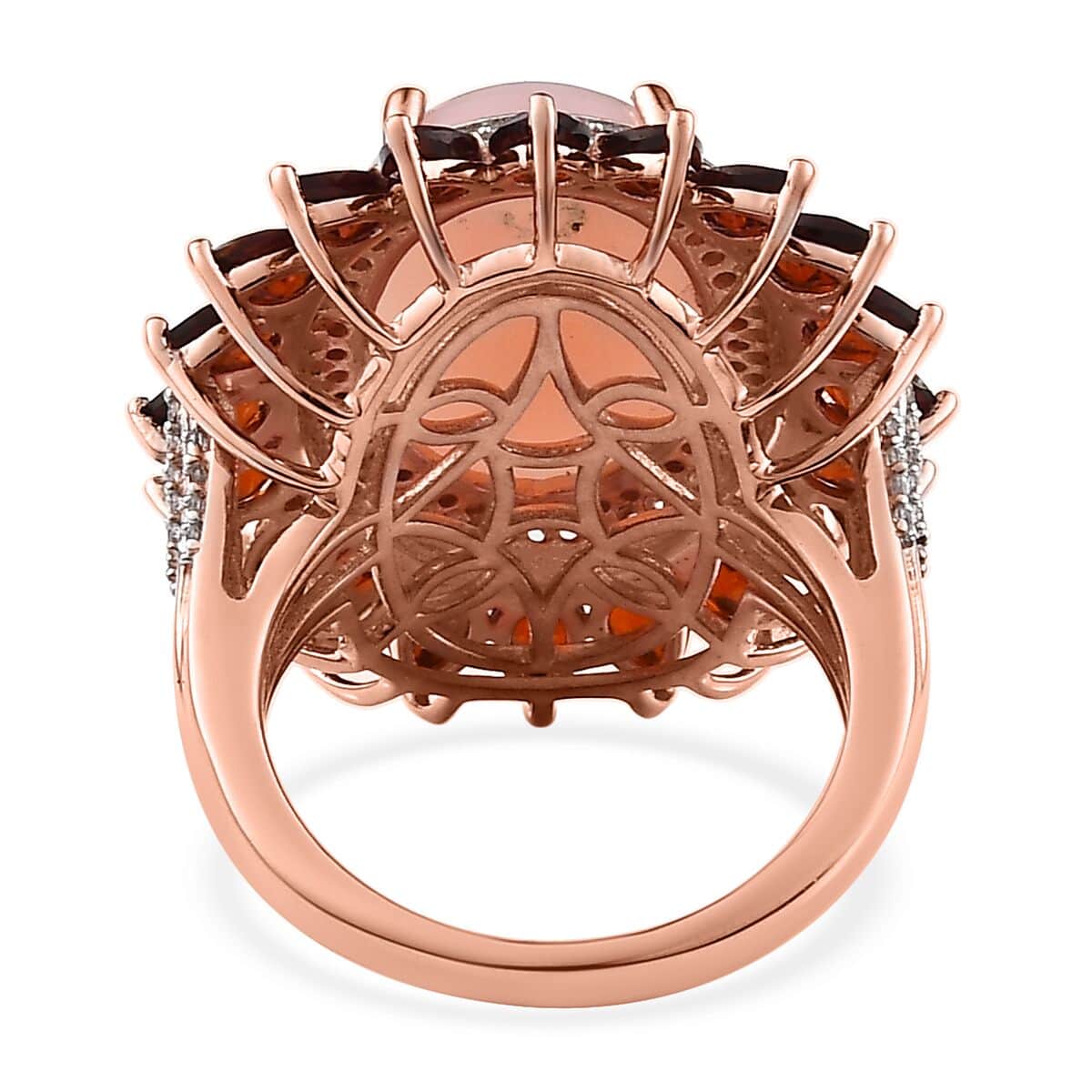 Peruvian Pink Opal and Multi Gemstone Floral Ring in Vermeil Rose Gold Over Sterling Silver (Size 7.0) 12.65 ctw image number 4