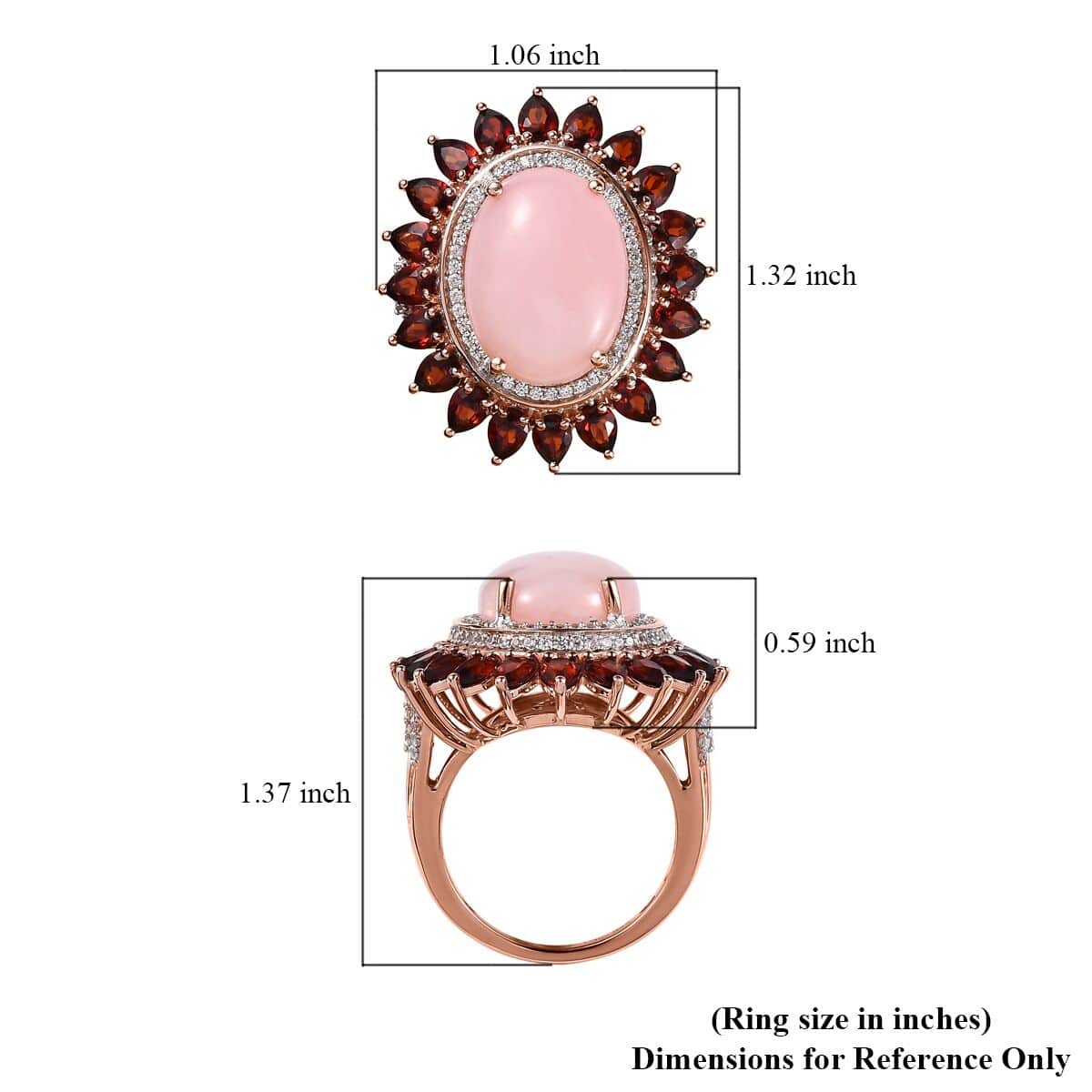 Peruvian Pink Opal and Multi Gemstone Floral Ring in Vermeil Rose Gold Over Sterling Silver (Size 7.0) 12.65 ctw image number 5