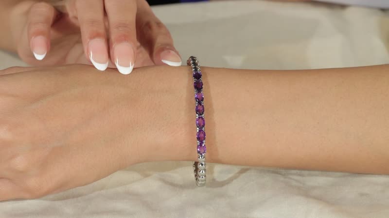African Amethyst Cuff Bracelet in Stainless Steel (6.50 In) 5.35 ctw
