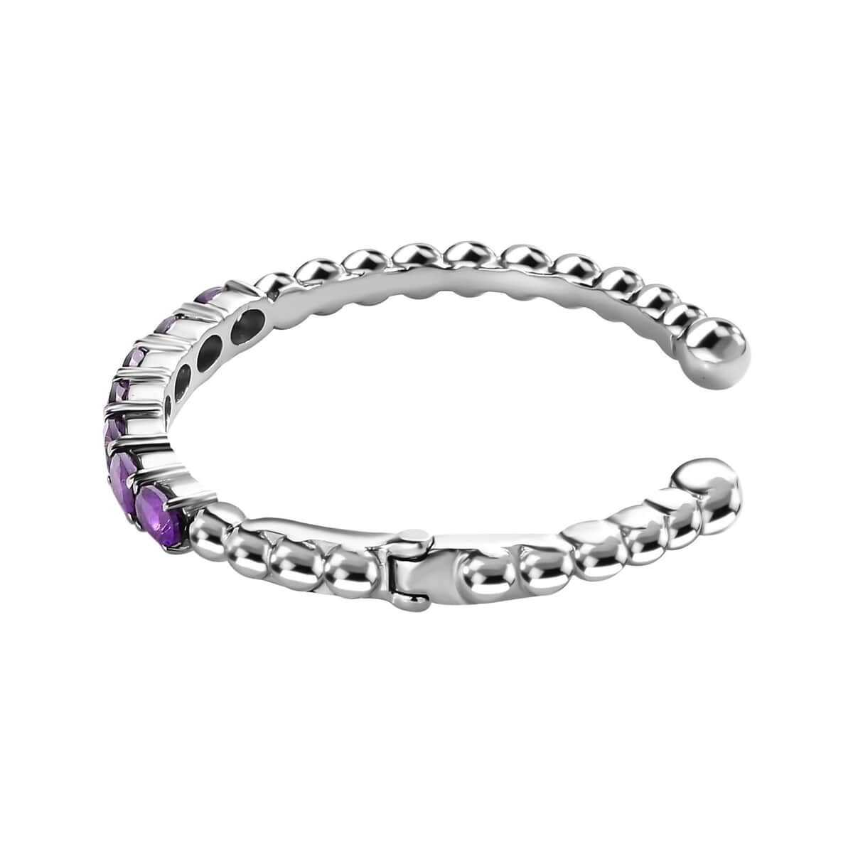 African Amethyst Cuff Bracelet in Stainless Steel (6.50 In) 5.35 ctw image number 3