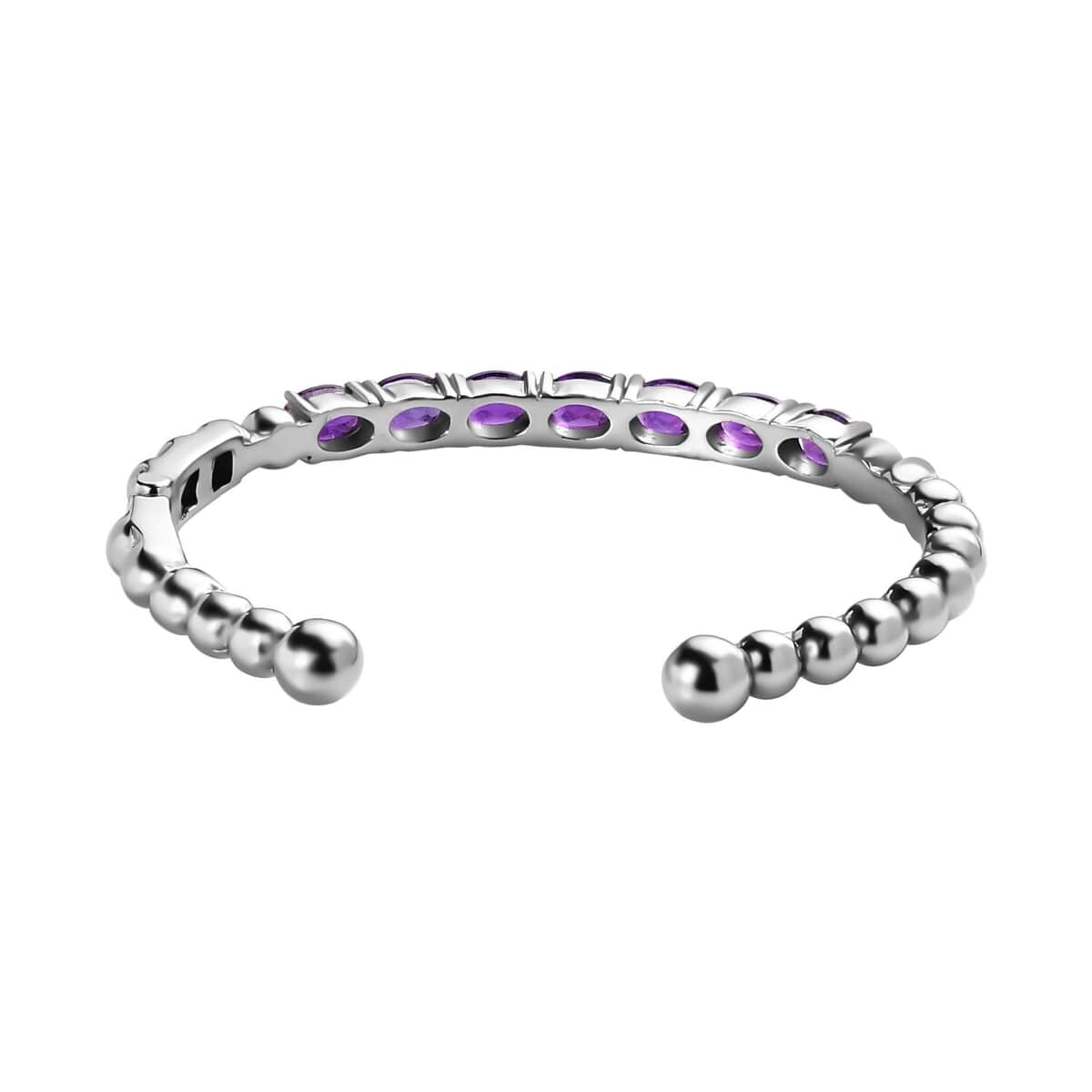 African Amethyst Cuff Bracelet in Stainless Steel (6.50 In) 5.35 ctw image number 4