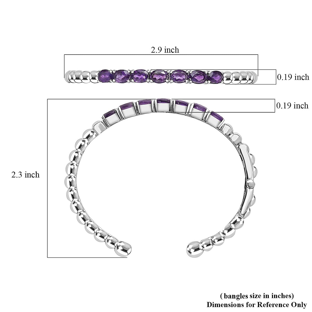 African Amethyst Cuff Bracelet in Stainless Steel (7.25 In) 5.35 ctw image number 5