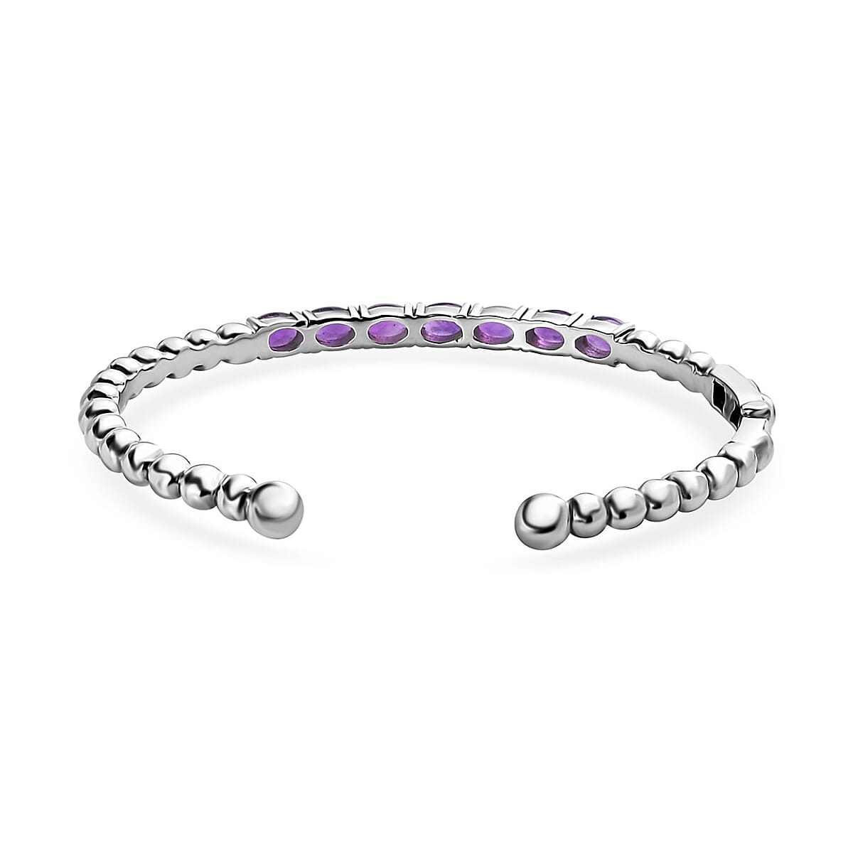 African Amethyst Cuff Bracelet in Stainless Steel (8.00 In) 5.35 ctw image number 4