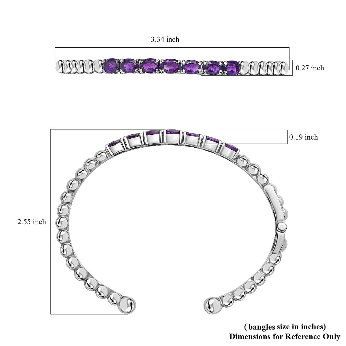 African Amethyst Cuff Bracelet in Stainless Steel (8.00 In) 5.35 ctw image number 5